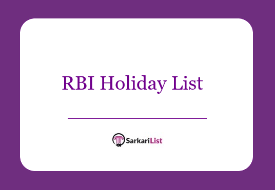 RBI Holiday List 