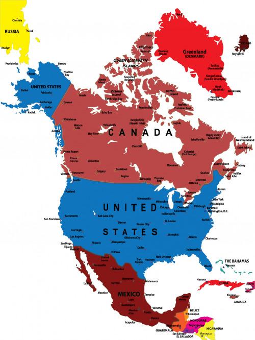 List of North American Countries With Population, Areas & Capital