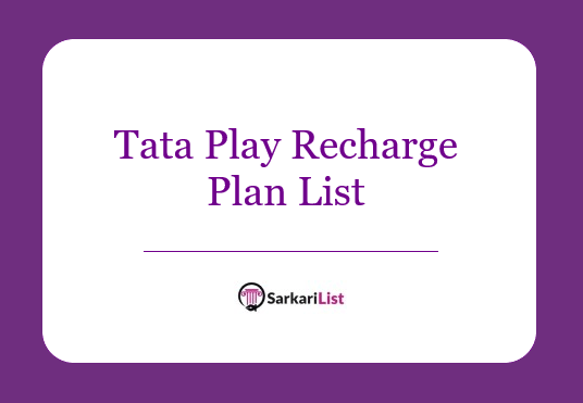 Tata Play Recharge Plan List 