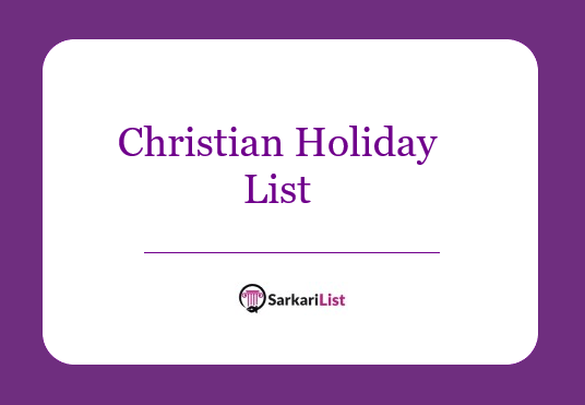 Christian Holiday List 