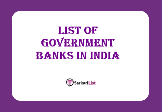List of Government Banks in India 