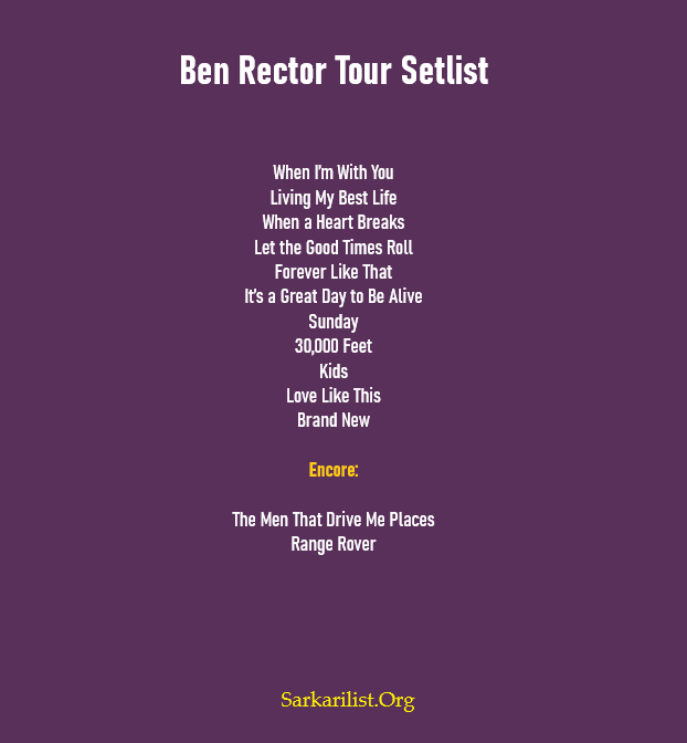 Ben Rector Tour Setlist 