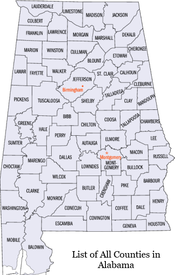 List of All Counties in Alabama