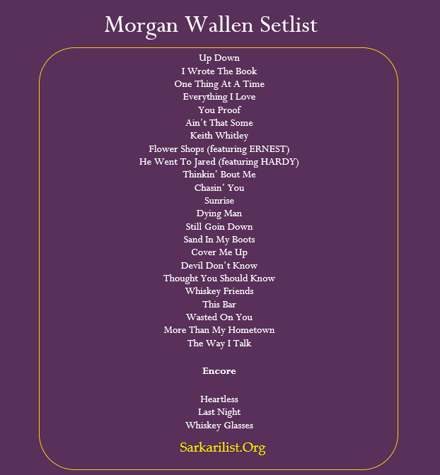  Morgan Wallen Setlist 