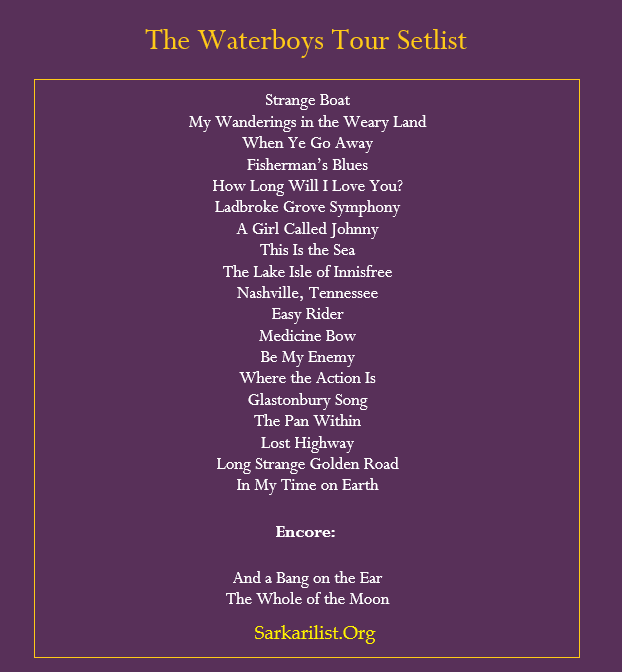 The Waterboys Tour Setlist