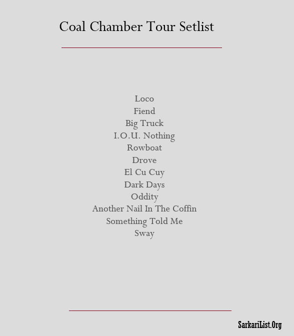 Coal Chamber Tour Setlist