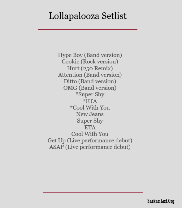 Lollapalooza Setlist 