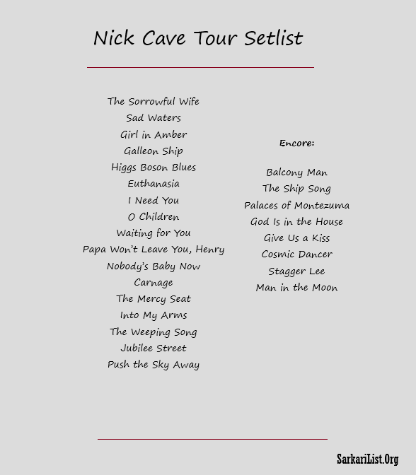 Nick Cave Tour Setlist 