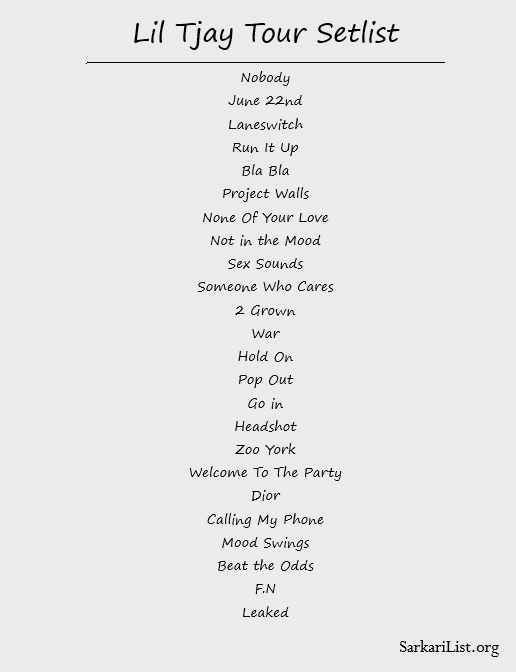 Lil Tjay Tour Setlist