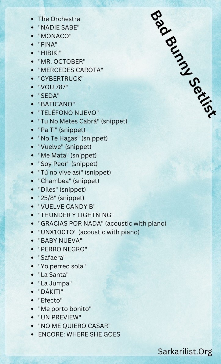 Bad Bunny Concert Setlist 